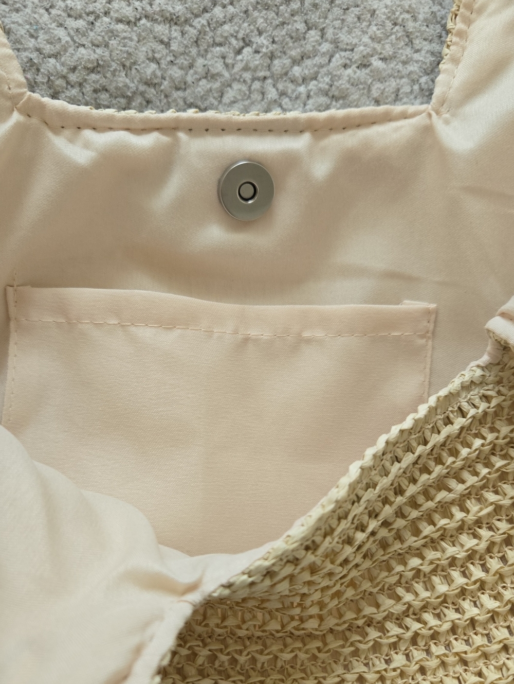 Woven Straw Tote Bag with Multicolor 'BEACH' Appliqué - Cream Nwt - Picture 2 of 3